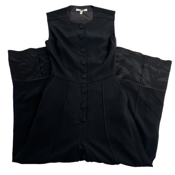 Derek Lam 10 Crosby Size 2 Button Front Cropped Jumpsuit Black Crepe Wide Leg - Picture 9 of 16